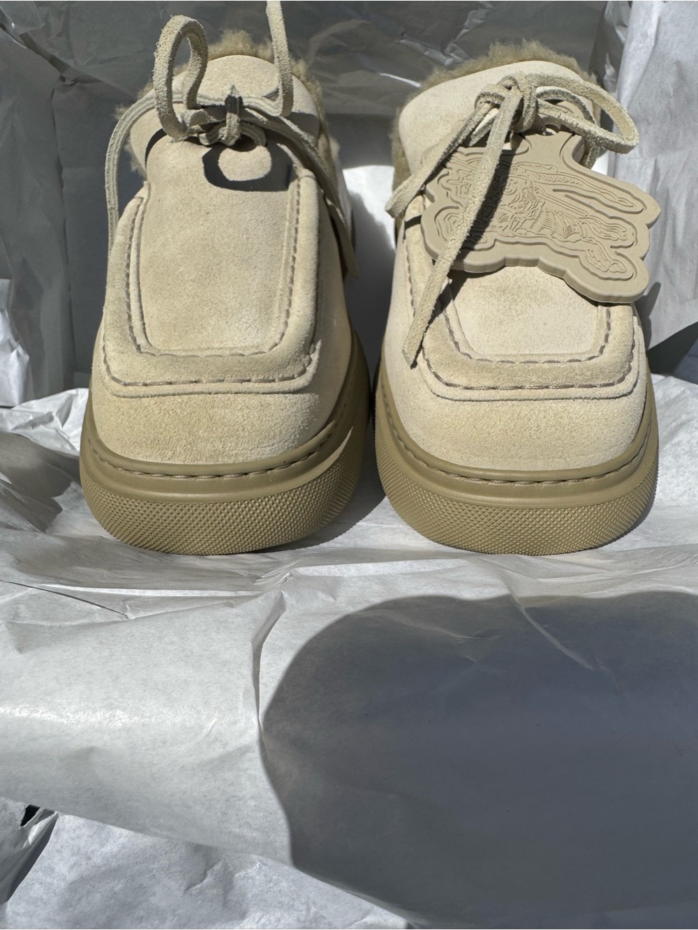 Burberry EKD Shearling-Lined Suede Mules Clay EU 41 - Picture 7 of 17